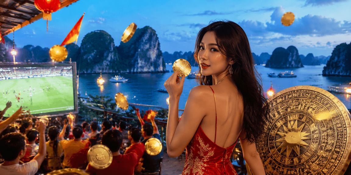 Người hâm mộ bóng đá xem kèo cá cược tại bãi biển Hạ Long buổi chiều